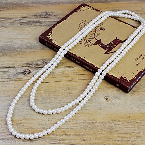 2 Pcs Pearl Necklace, Stylish Long Pearl Chain for Clothing, Clothing Accessories Bead Accessories2