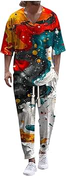 【CALIFORNIA SPORTSWEAR】TEE＆SHORTS SET UP Amazon.com: Men's California Print Tracksuit 2 Piece V Neck