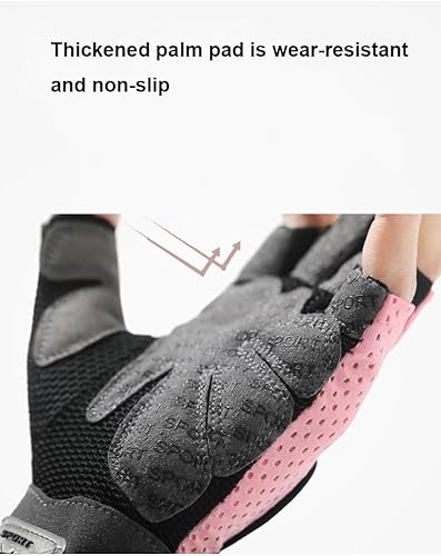 Miniatura 4 de INOGIH Guantes de gimnasio ligeros y transpirables sin dedos para mujer, guantes de entrenamiento para ejercicio y crossfit