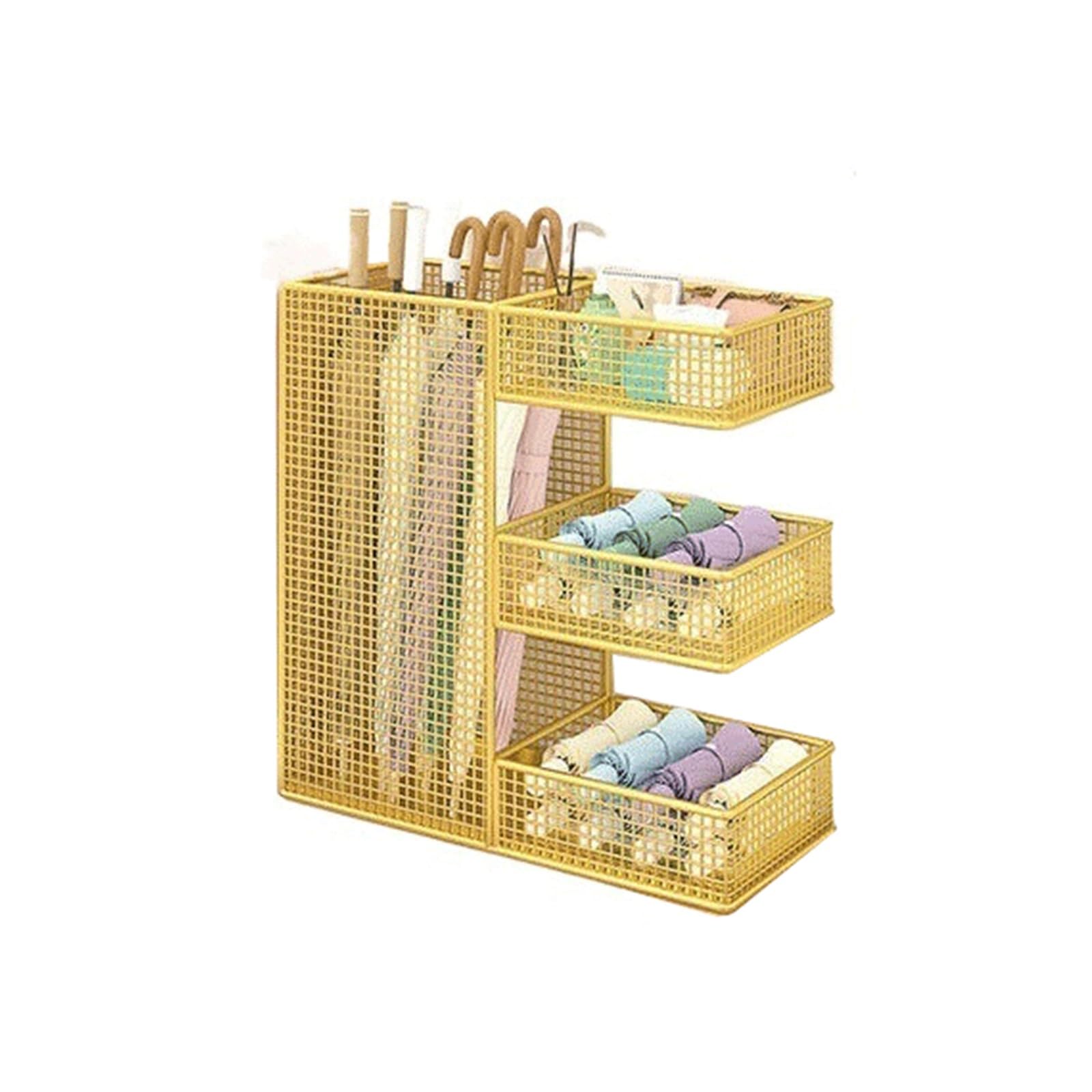 SONGYL-20249 Umbrella Stand No-Installation-Required Umbrella Stand: A Multi-Tiered Stand For Home And Commercial Use Entryway(Gold)