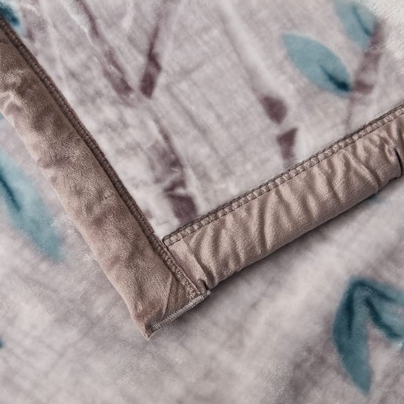Koreanische Nerzdecke, schwere Fleecedecke für Herbst und Winter, 200,7 x 231,1 cm, 4,1 kg, 2-lagig, bedruckte Raschel-Bettdecke, weich und gemütlich, Queen-Size-Größe, luxuriöse koreanische Decke
