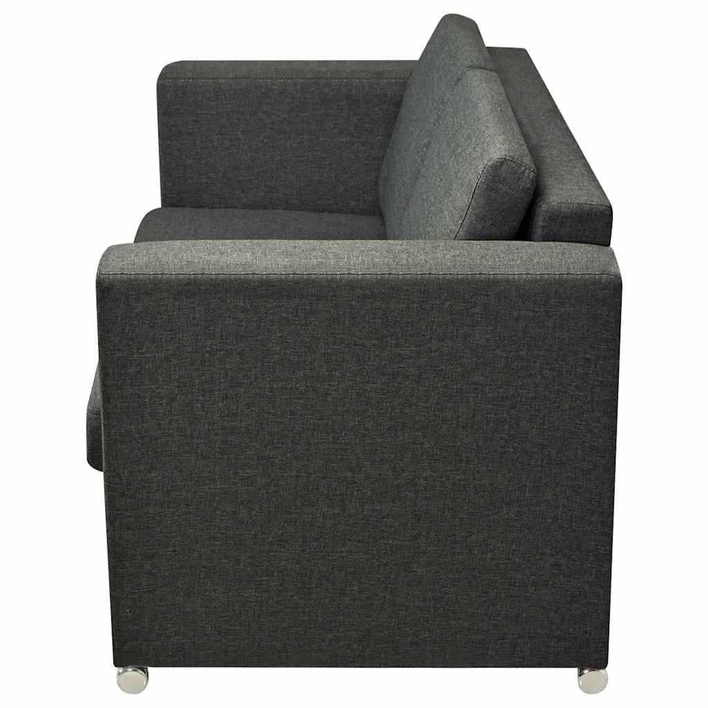 Juego de sofá de dos piezas de tela gris oscuro con sofás de 2 plazas y 3 plazas, marco de madera estable, patas cromadas, asiento ancho, fundas de almohada extraíbles, ideal para salón