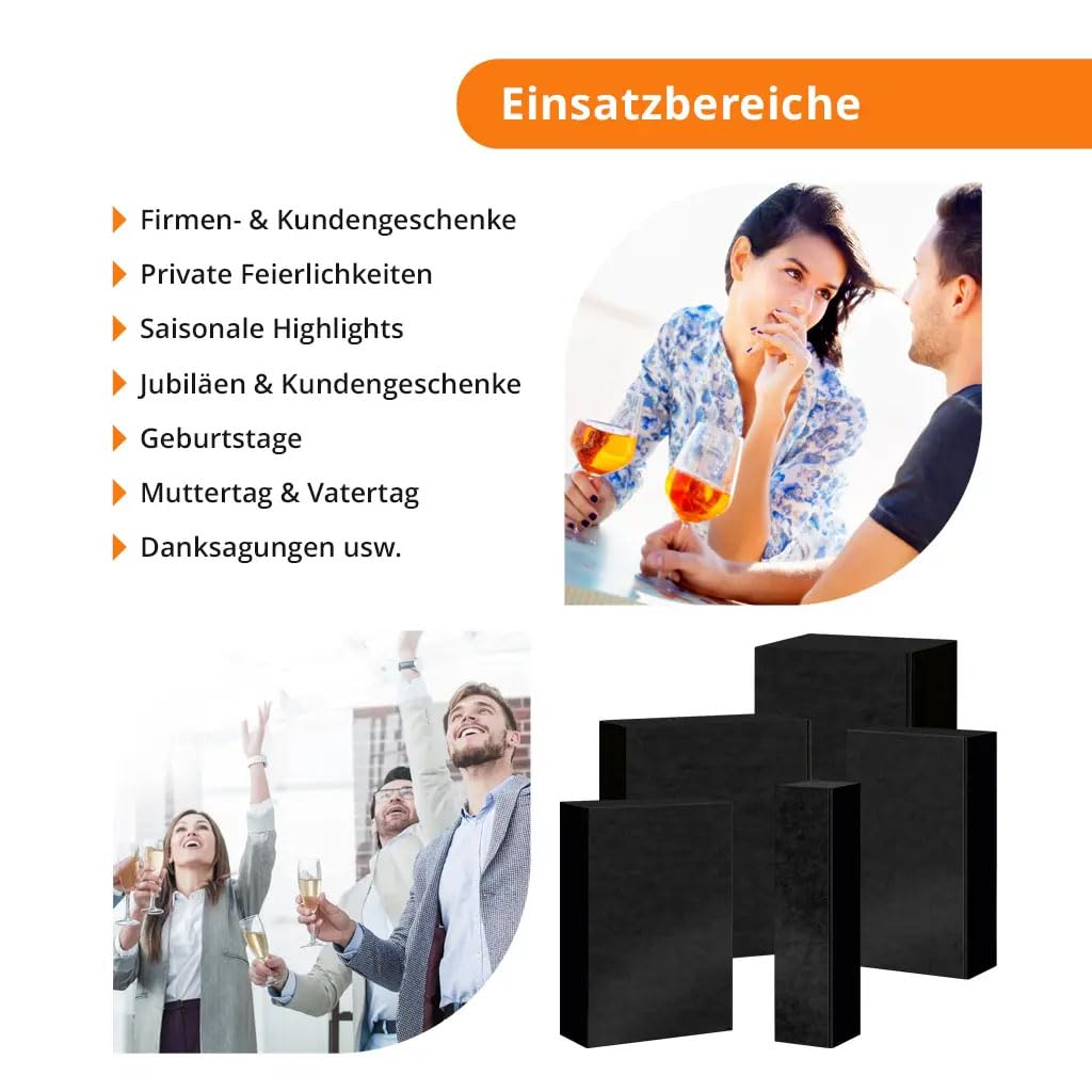 50 x Weinkarton für 1 Weinflasche – Schwarze Geschenkverpackung aus Kraftkarton – Flaschenkarton für Wein, Sekt & Spirituosen – Elegante Weinverpackung als Geschenkbox