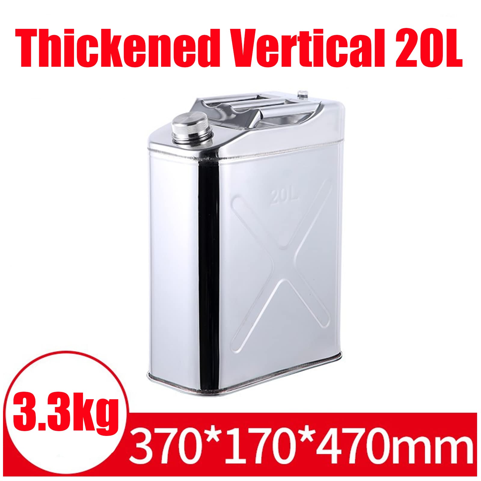 Bidon d'essence en Acier Inoxydable - Réservoir de Secours de Carburant Diesel 5L/10L/15L/20L - Bidon métallique pour Le Camping et Les activités de Plein air - Fiable et Durable