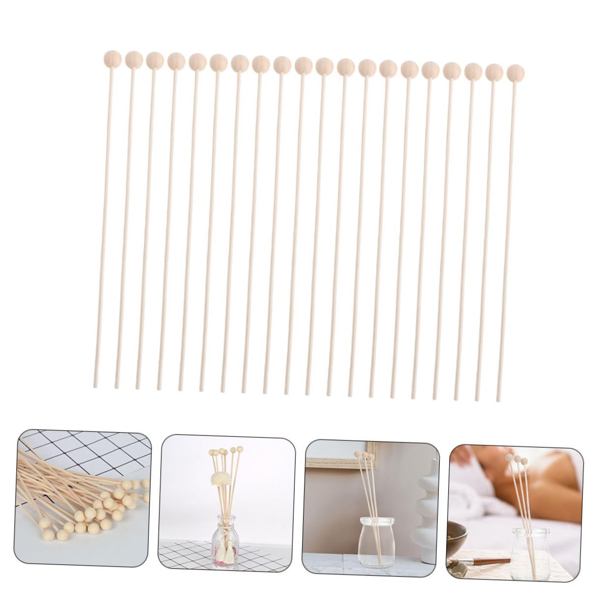 RORPOIR 30pcs Diffuser Sticks for Fragrance Rattan Wood Replacement Wands for Home Decoration Scent Dispersal for Living Room Office Kitchen and Bedroom