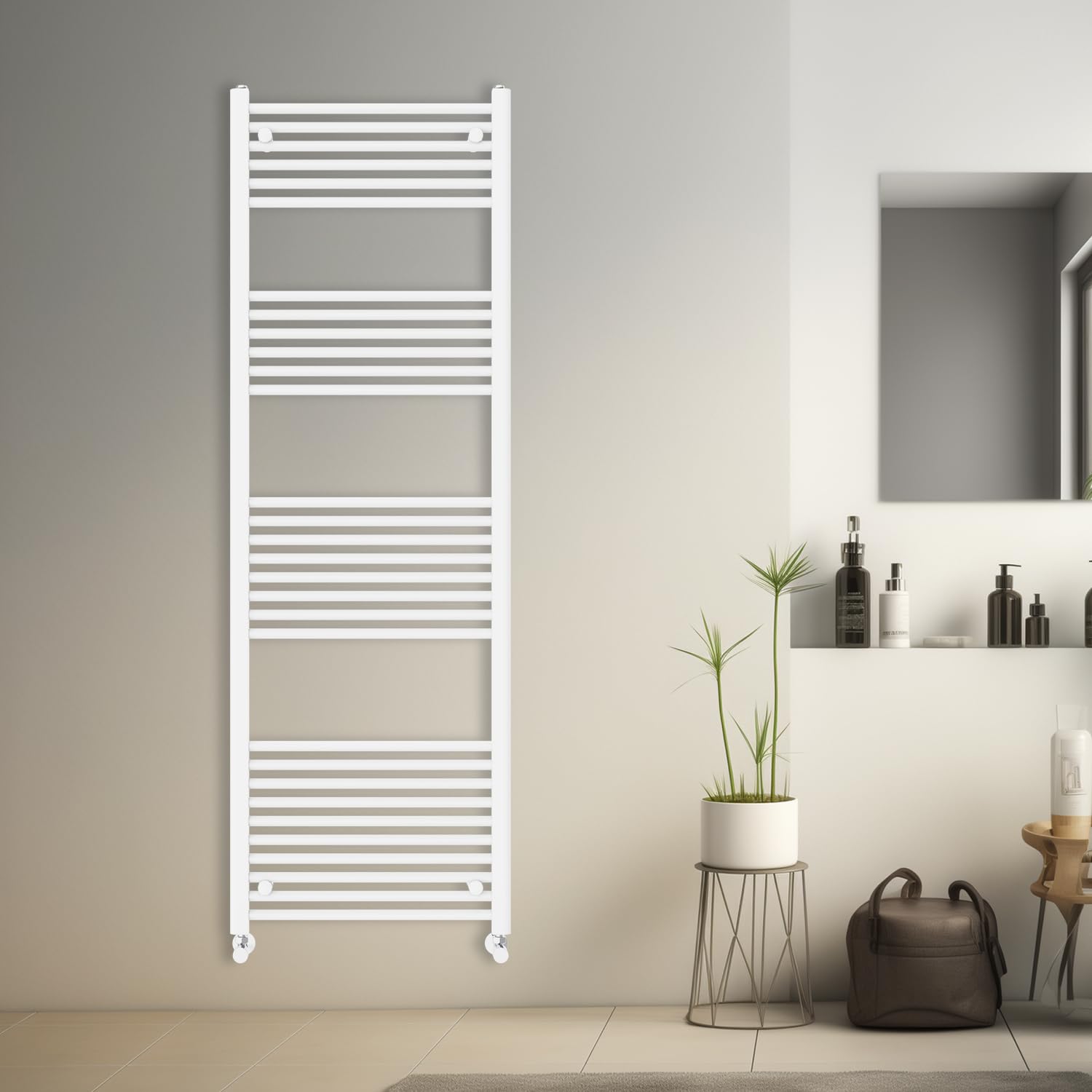 Blümme White Heated Towel Rail Bathroom Ladder Radiator Straight 1800 X 600Mm Central Heating Towel Radiator Warmer