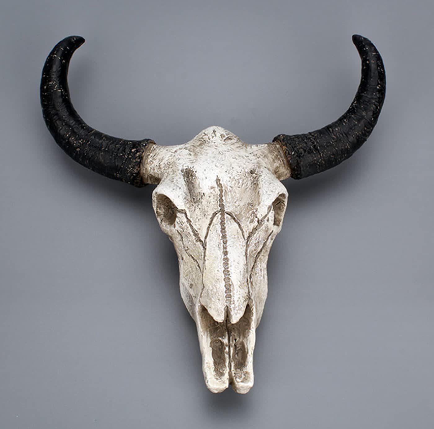 LXLUOO Arazzo da parete con teschio di mucca, resina Longhorn cranio mucca, decorazione da parete per cameretta dei bambini, decorazione in resina con foro di sospensione