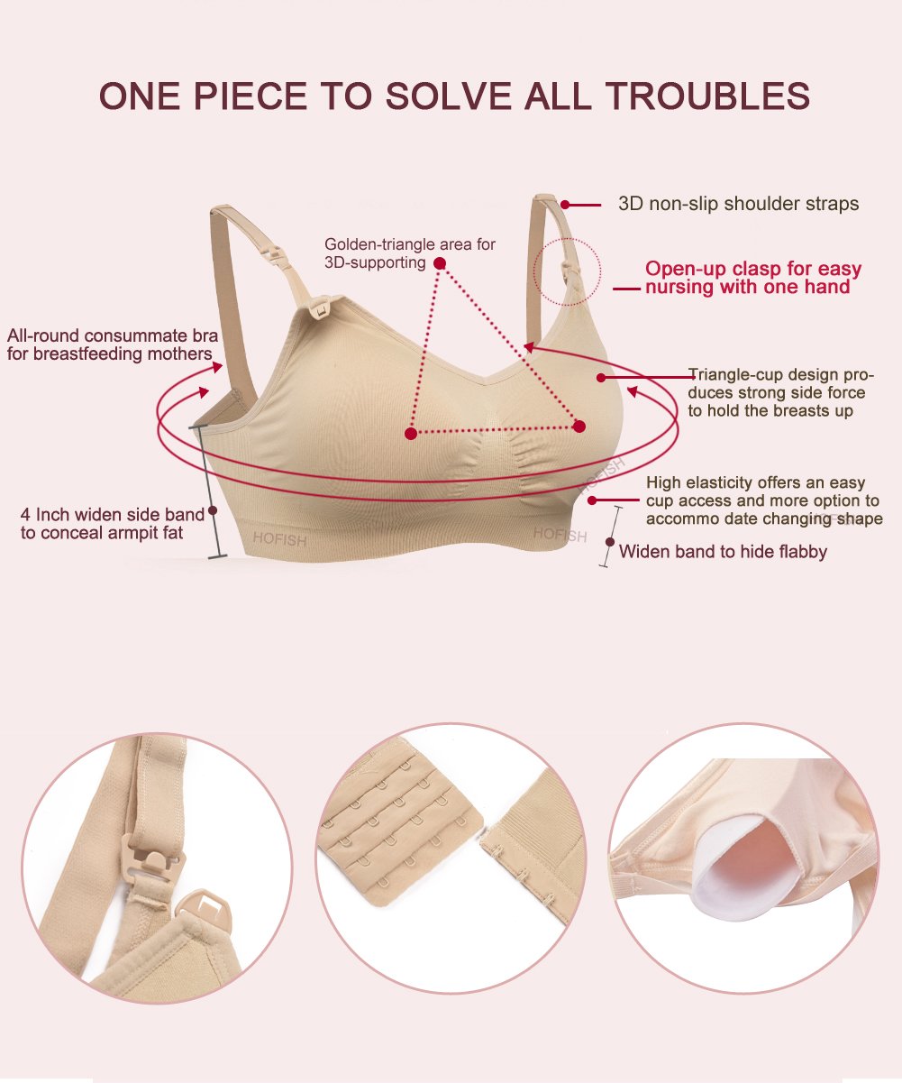 HOFISH 3PACK Full Bust Seamless Nursing Maternity Bras Bralette SXXL