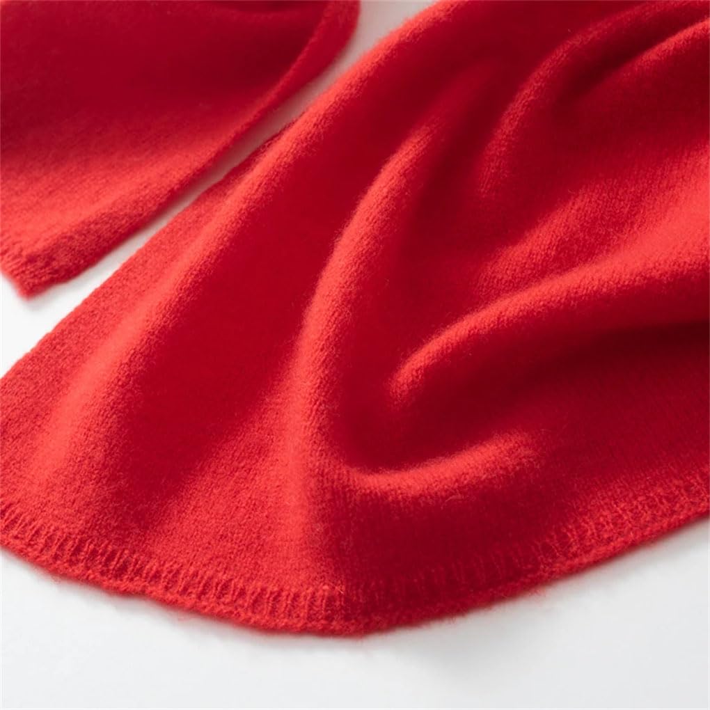Szalik kaszmirowy dla kobiet/mężczyzn, zimowy, ciepły, outdoorowy, z grubego kaszmiru, unisex (beżowy) (czerwony)