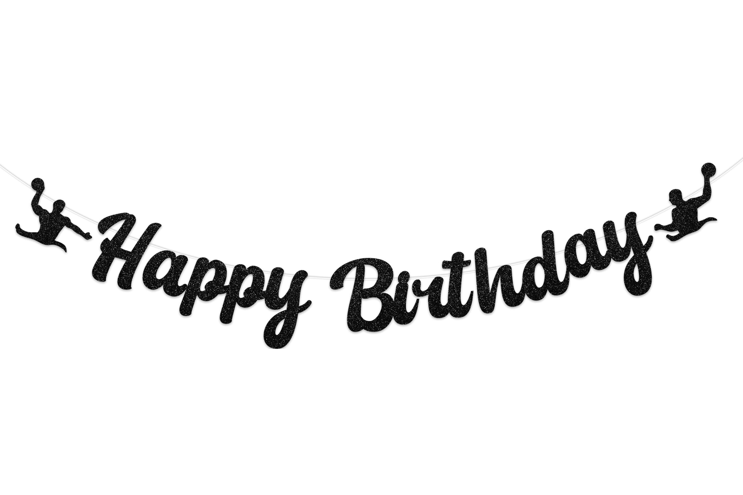 Water Polo Party Decorations Black Glitter Water Polo Happy Birthday Banner Sport Players Banner for Birthday Party Supplies