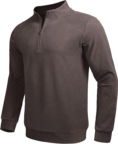 Men's Quarter Zip Pullover Ultra-Soft Thermal Long Sleeve Sweatshirt 1/4 Zip Gol