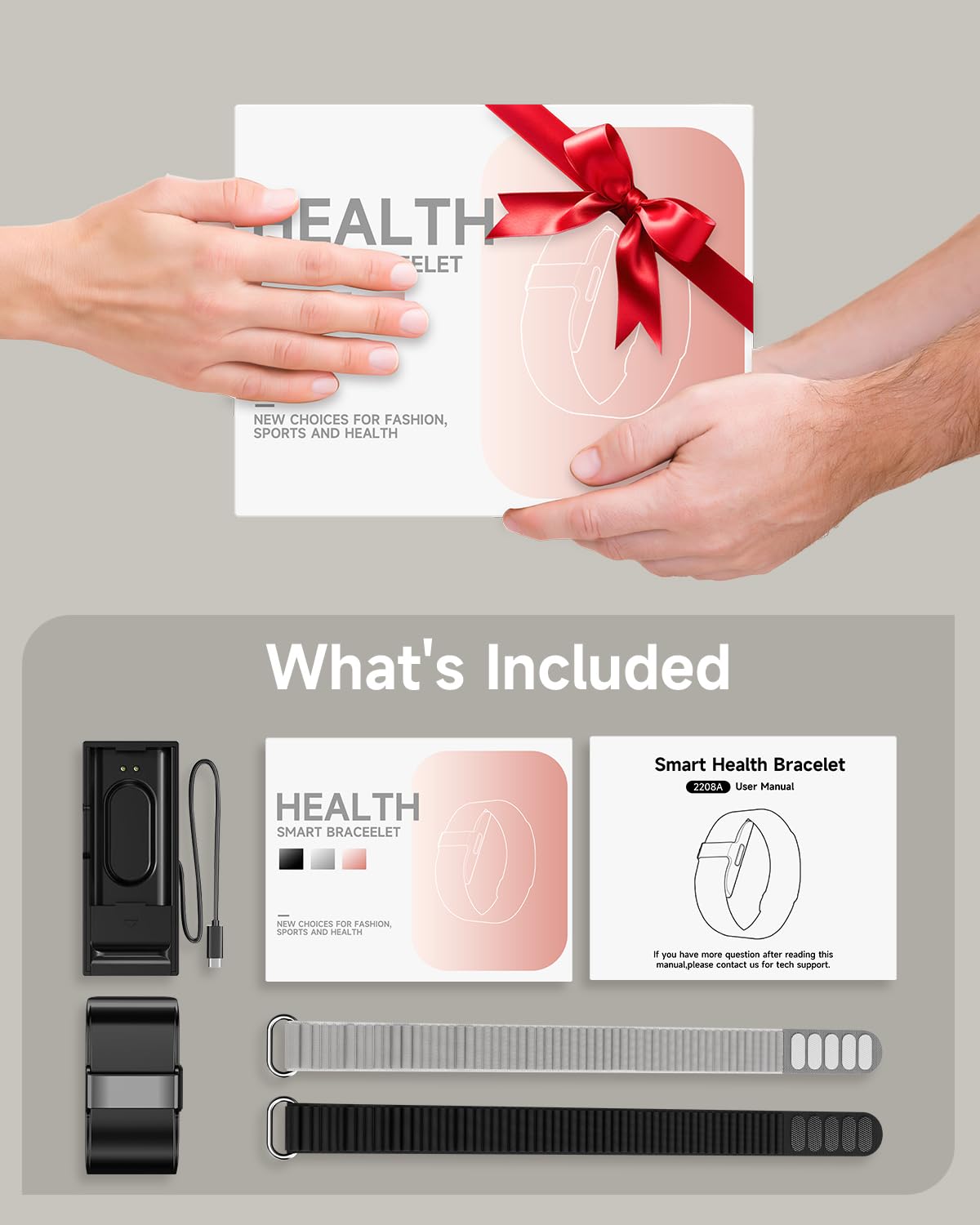 Health Fitness Tracker, Wearable Activity Step Tracker for Men Women, All-Day Sleep/Heart Rate/ SpO2/ Stress/Blood Pressure Monitor, IP68 Multiple Sports Modes Watch, Free App for Android iPhone