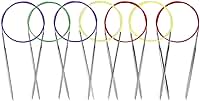 Reessy Conjunto de Agulhas Circulares para Tricô – 7 Tamanhos (2,75–5,0 Mm), Cabos Fixos de 101,6 Cm (40") – Agulhas de Tricô Em Aço Inoxidável para Iniciantes e Profissionais, Ferramentas de Tricô