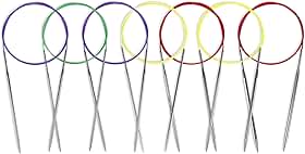 Reessy Conjunto de Agulhas Circulares para Tricô – 7 Tamanhos (2,75–5,0 Mm), Cabos Fixos de 101,6 Cm (40") – Agulhas de Tricô Em Aço Inoxidável para Iniciantes e Profissionais, Ferramentas de Tricô