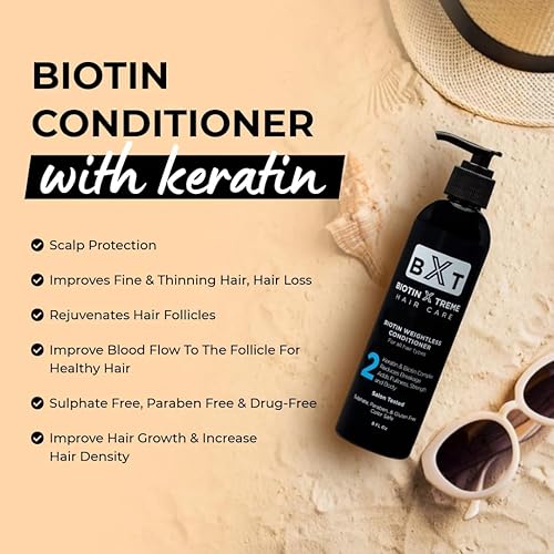 Miniatura 5 de Biotin X Treme - Acondicionador natural para el crecimiento del cabello con biotina y queratina para adelgazar el cabello, fortalece, suaviza y
