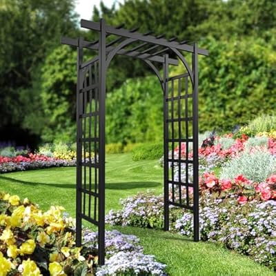 VINGLI Garden Arbor, PVC Wedding Arch for Ceremony Party, Garden Trellis for Climbing Plants Outdoor, Arch Backdrop Stand for Garden, Backyard, Wedding, Lawn (Black)
