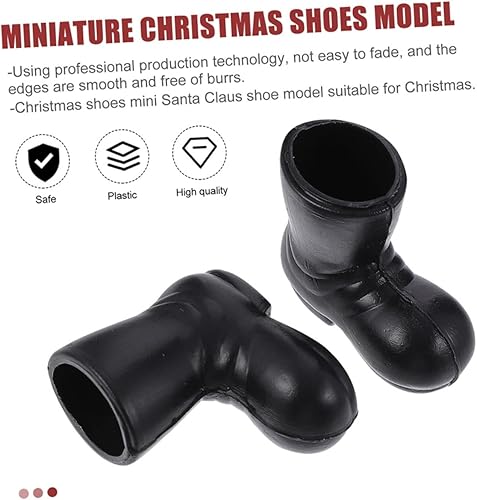 Miniatura 6 de Didiseaon 24 piezas de manualidades de decoración de Navidad, festivales, botas de simulación negras de escritorio para casa de muñecas, gnomos en