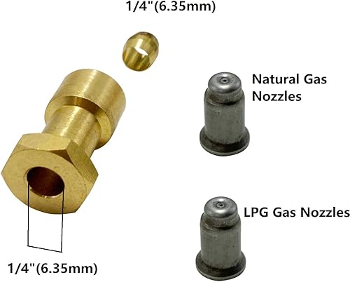 Miniatura 5 de MCAMPAS Freidora de gas Quemador piloto de llama de 3 vías con conjunto de termopila de 750 milivoltios para freidora de piso de gas, orificio de