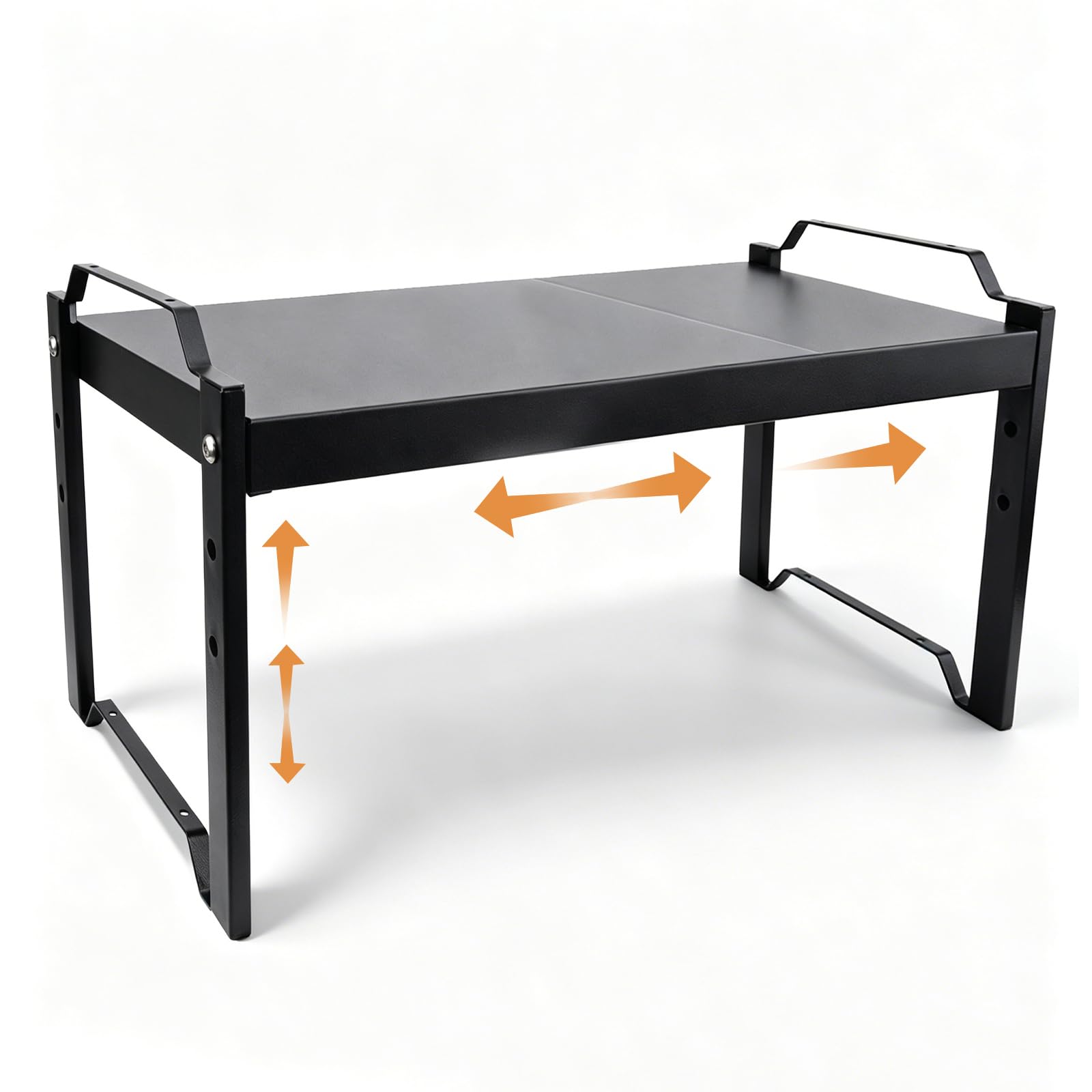 NONETO Black Metal Expandable Kitchen Cupboard Shelf Organiser