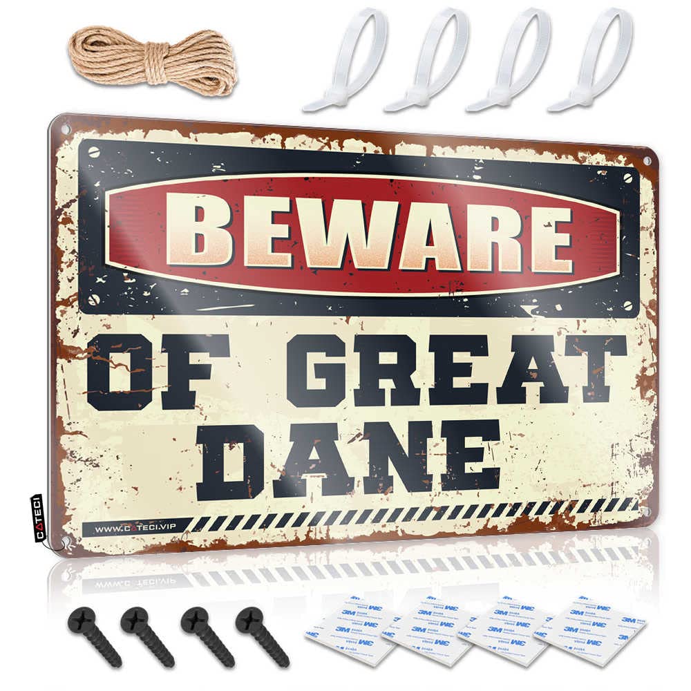 HELIOFORGE In Home Bar Signs Beware Of Great Dane Sign Funny Street Signs Funny Wall Signs(20X30CM)