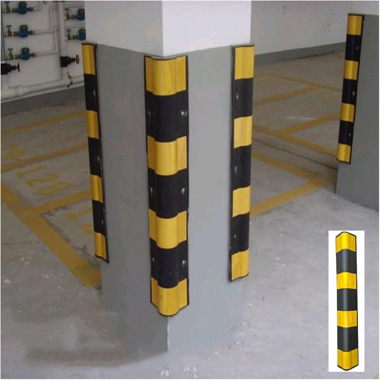 WDSOPK garage wall protector,wall corner protector, Parking Garages Rubber Protector Reflective Ground Floor Garage Edges Wall Corner Guards,Yellow,5pcs,80cm (Yellow 5pcs)