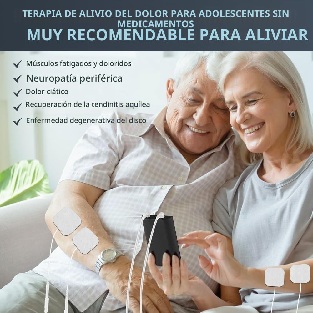 Aolso Electroestimulador Muscular, TENS Doble Canal Estimulador Electrico Recargable con 12 Modos y Función Masaje, Para Aliviar el Dolor Muscular de en la Espalda, Piernas el Cuello y los Hombros