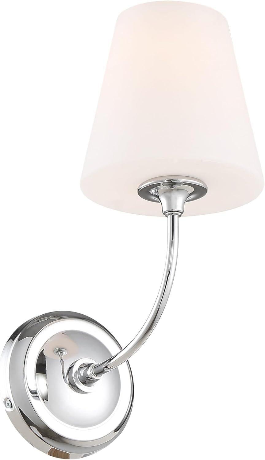 Crystorama Libby Langdon Sylvan 1 Light Polished Chrome Sconce with Sconce with Glass Shade