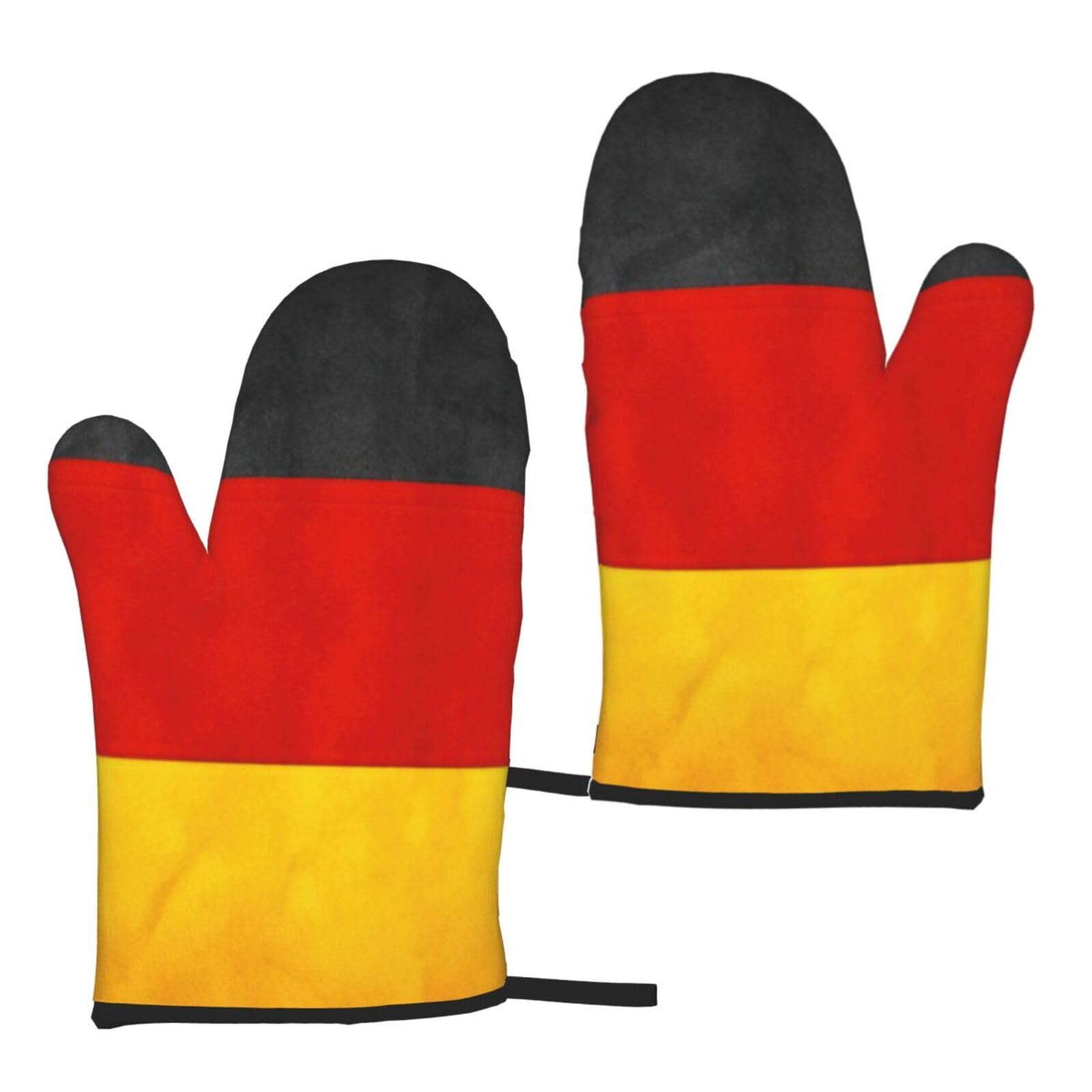 Nimongt Women's Black Germany Flag Print Adults Universal Fit Heat Resistant Oven Gloves Reusable Cooking Outdoor Grilling