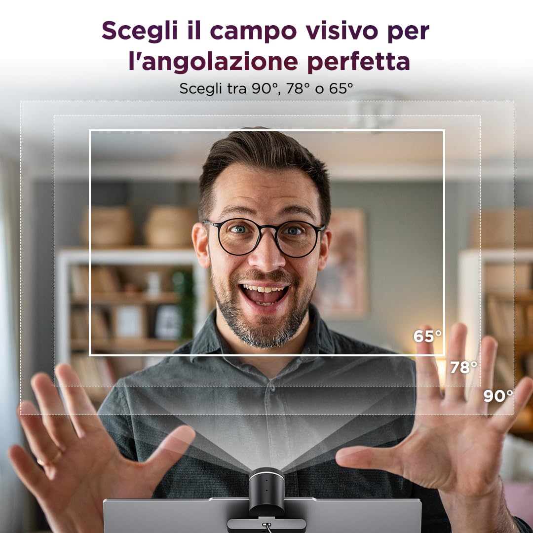 Lenovo QHD Webcam, webcam QHD per PC e notebook per videochiamate e smart working, plug and play per meeting online