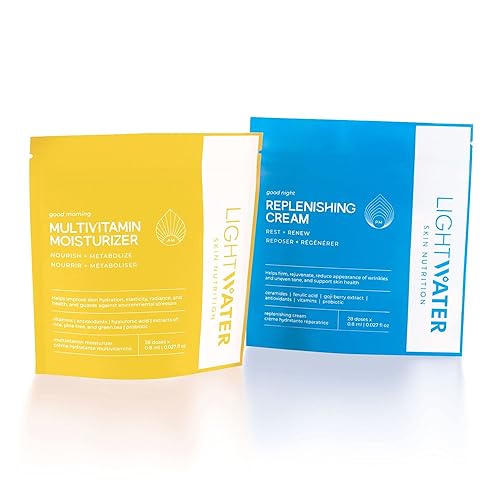 LIGHTWATER Crema facial reponedora 28 paquetes Crema nocturna renovadora de la piel con escualano ceramidas y vitaminas Fresca y limpia sin