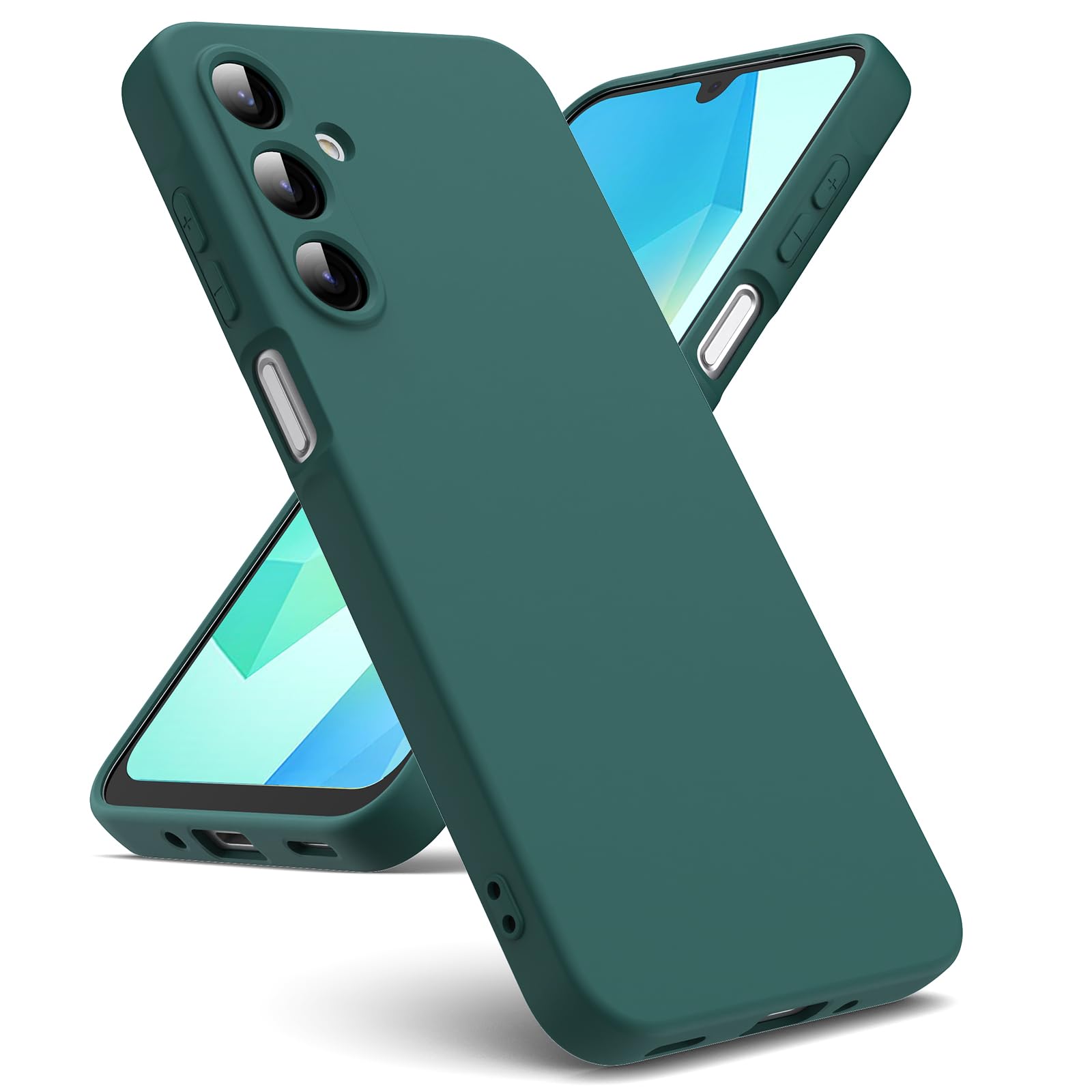 Oududianzi - Cover Compatibile con Samsung Galaxy A16 4G / 5G [Silicone Liquido] [Interno in Microfibra] Gomma Gel di Silicone Liquida Antiurto Custodia Cover Samsung A16 - Verde Notte