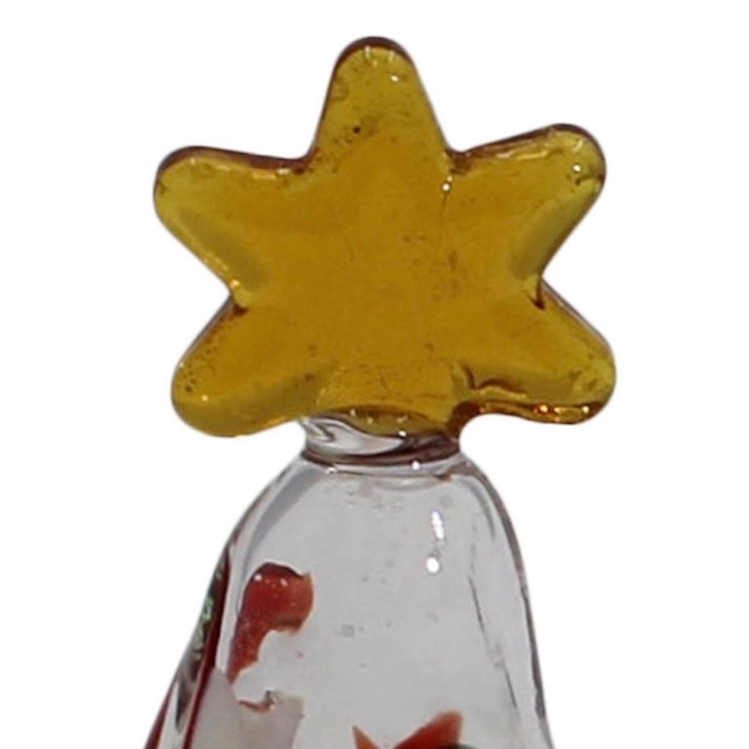 Gift Essentials Salero y pimentero de cristal soplado para árboles de Navidad, mini salero y pimentero de cristal soplado a mano, juego de salero y pimentero de Navidad transparente