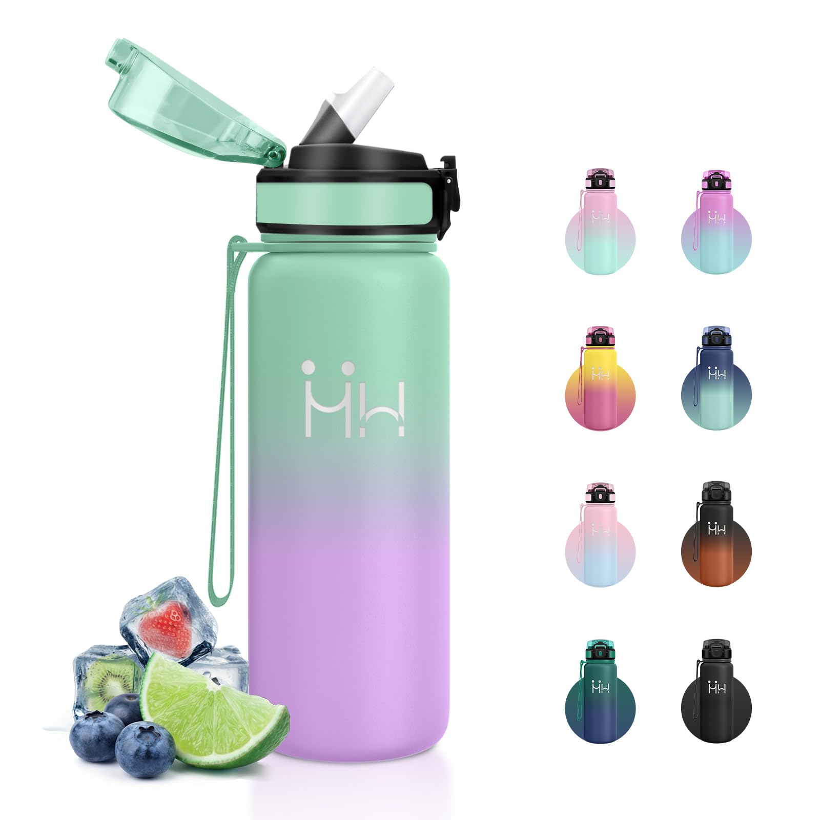Insulated Water Bottle, 750 ml, BPA-Free, Leak-Proof Sports Water Bottle with Straw, Double Wall Insulation, Reusable, Portable, Water Bottle for Camping, Fitness, Office - 1