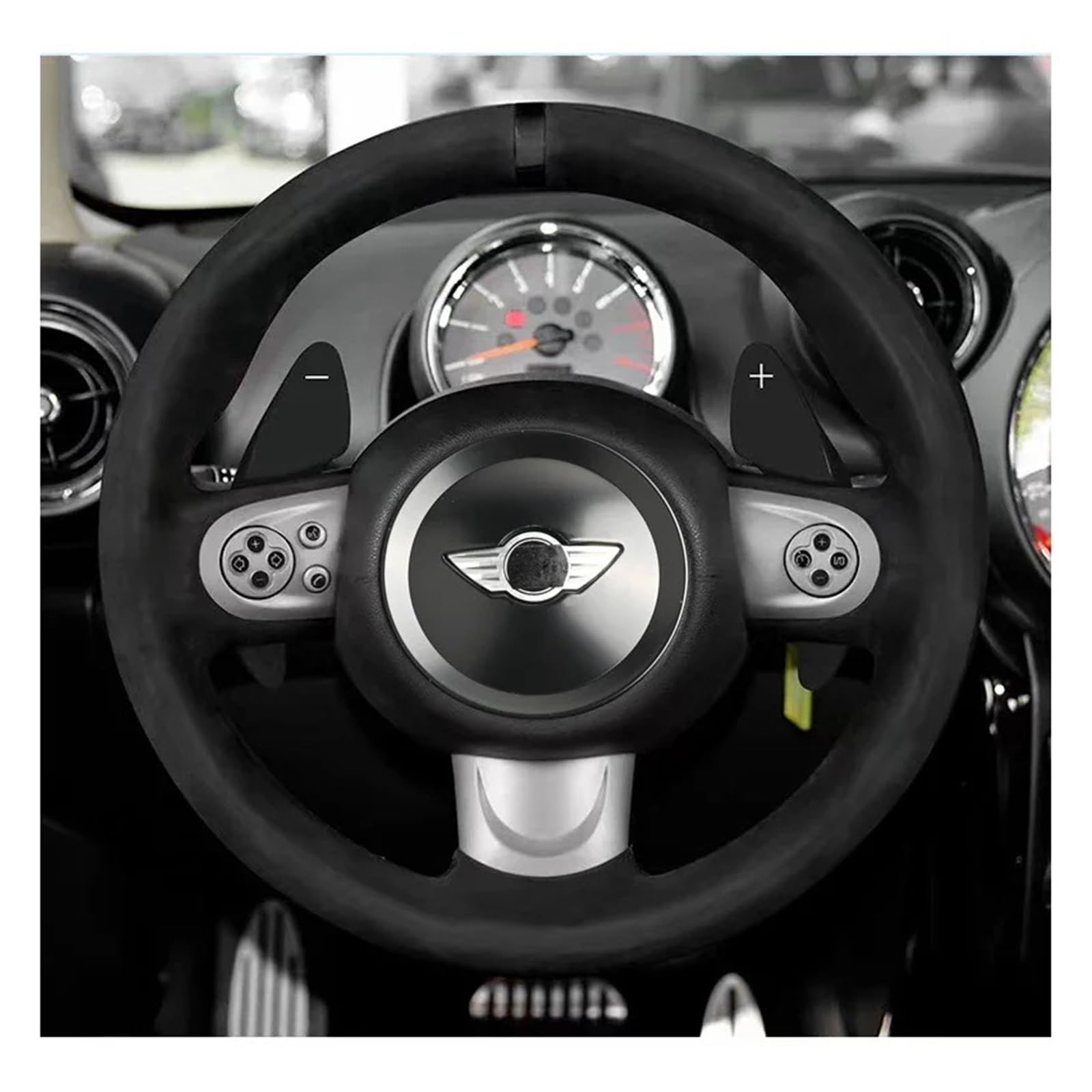 Dla MINI Cooper S One JCW R55 R56 R57 R58 R59 R60 R61 akcesoria do wnętrza samochodu flaga Union Jack naklejka środkowa na kierownicę naklejki(Black)