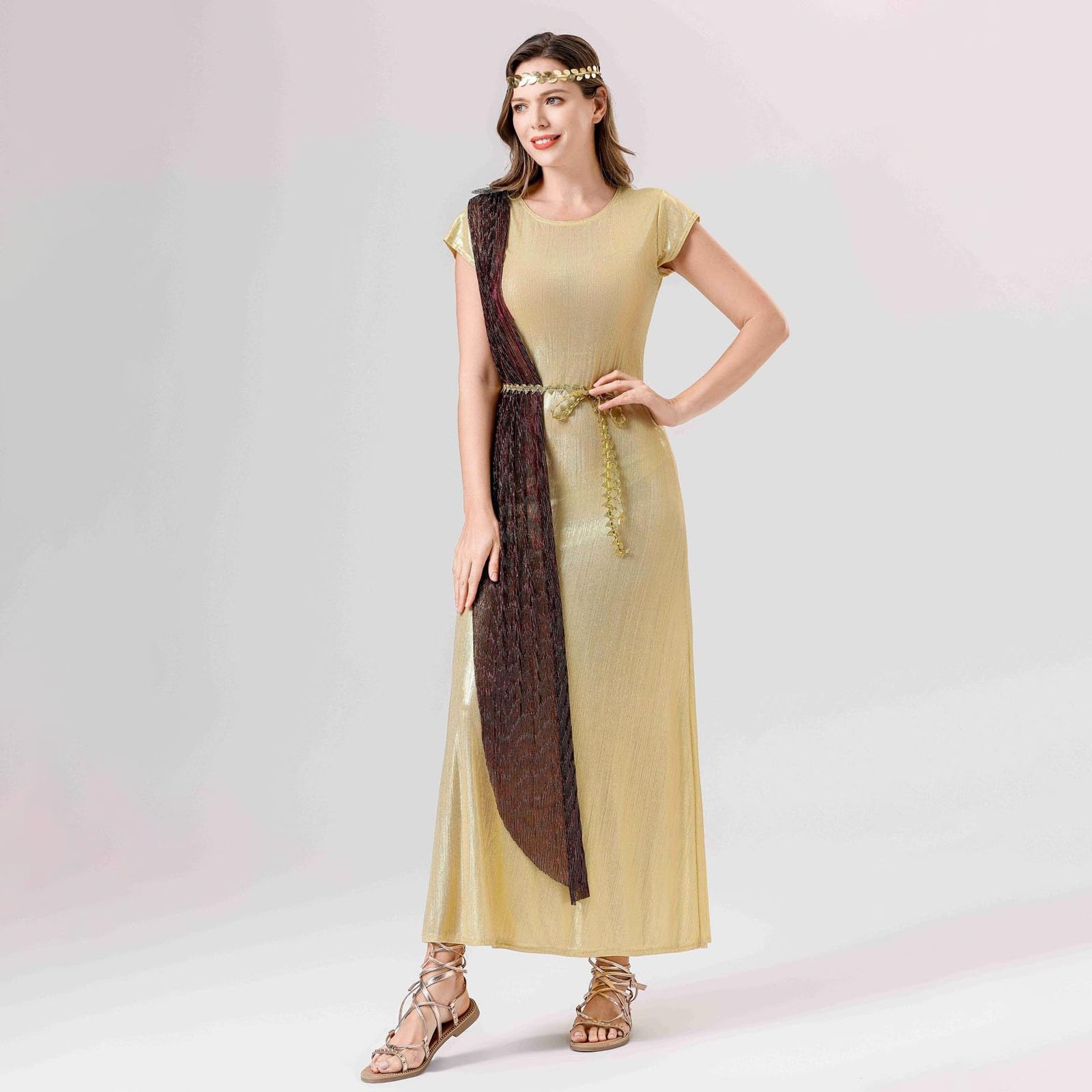 Costume di Halloween da donna da dea romana, greca toga guerriera