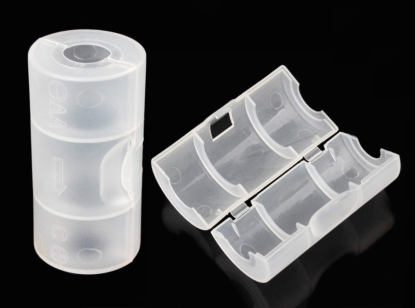 YXQ 16Pcs AA to C Size Battery Adapter Converter Case Spacers Holder Transparent Plastic Protective Container