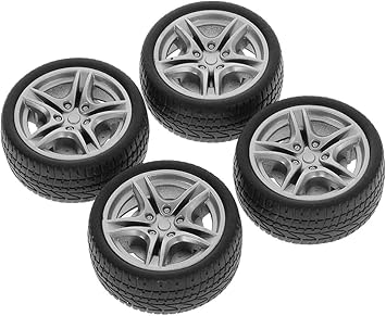4 Pcs Toy Car Black Tires,48mm Simulation Rubber Wheel Tire Wheel Toy Model DIY RC Spare Parts Easy Installation Small in Size,Tire and Wheel Sets,Remote and App Controlled Vehicles and Parts