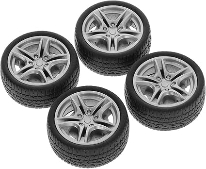 4 Pcs Toy Car Black Tires,48mm Simulation Rubber Wheel Tire Wheel Toy Model DIY RC Spare Parts Easy Installation Small in Size,Tire and Wheel Sets,Remote and App Controlled Vehicles and Parts