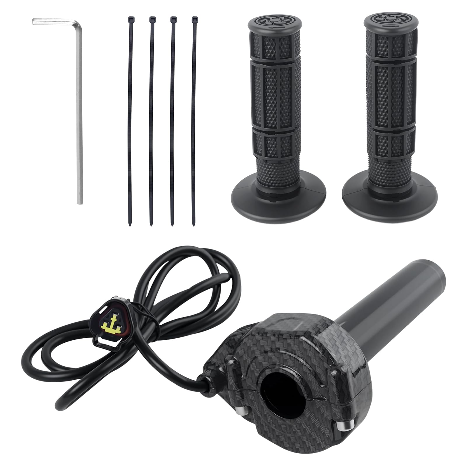 Surron Throttle Grip Carbon Fiber Look Throttle Grip Cover Set, Quick Twister with Cable, Compatible with 7/8-inch Electric Dirt Bike Sur-Ron/Surron/Light Bee/Sur Ron S/Surron X/X160/X260