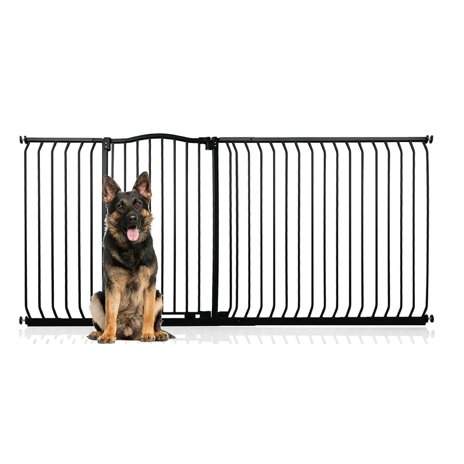 Bettacare Extra Tall Curved Top Dog Gate, 198cm - 207cm, Matt Black, 100cm Tall, Pressure Fit Pet Barrier, Easy Install
