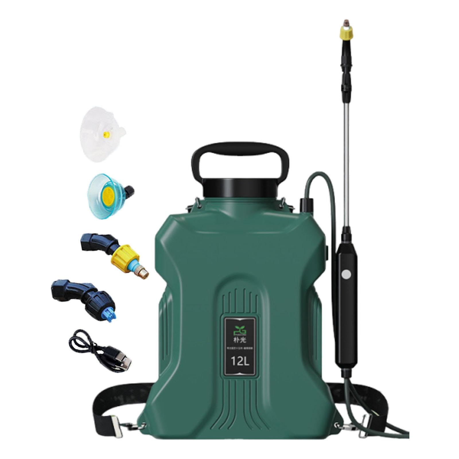 Pulverizador Eléctrico de Agua para Jardín, 12 L, Profesional Y con Lanza Retráctil para Regar Huertos, Verde