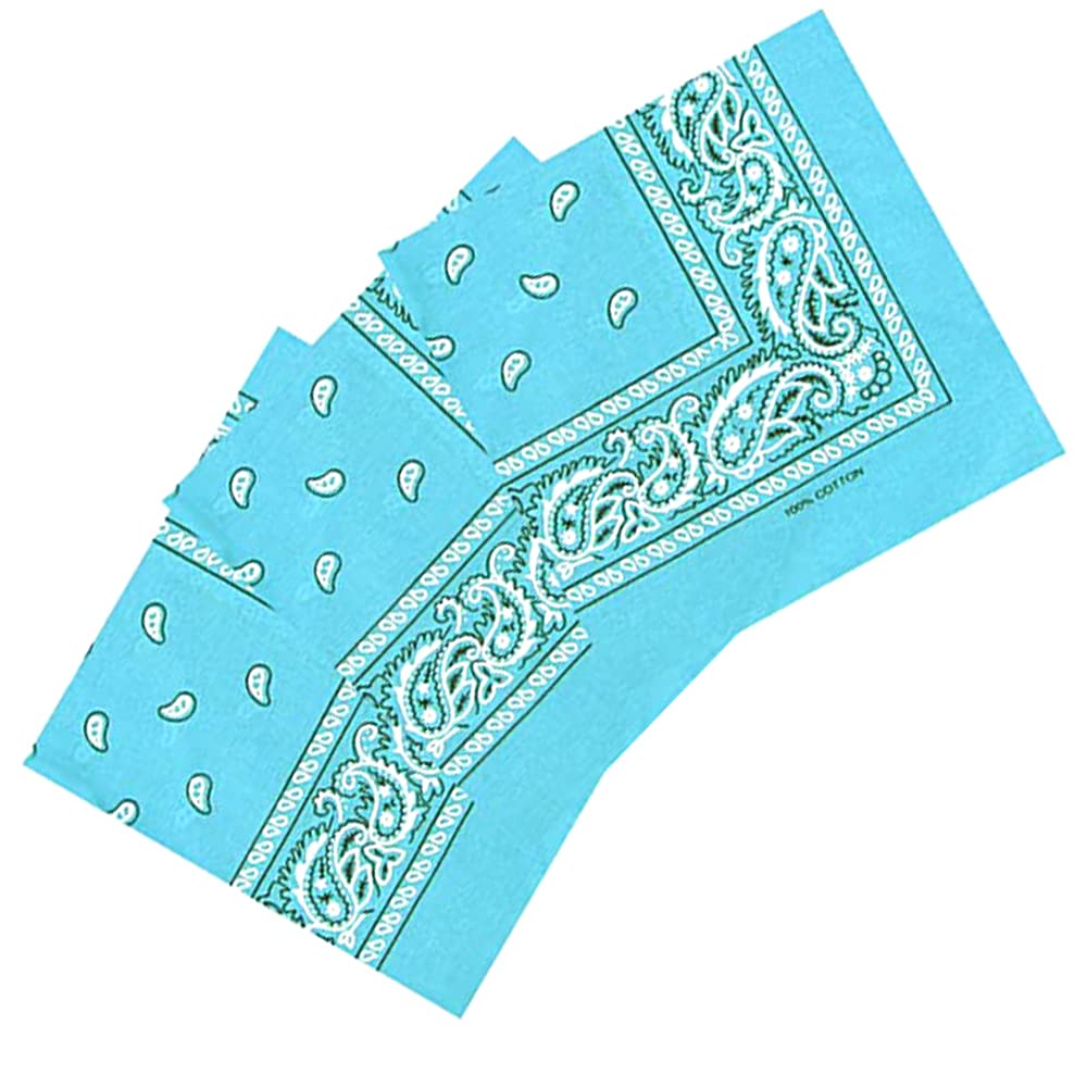 Kav Unisex Aqua 55X55cm Set Of 3 Bandanas Face Mask Assorted Cowboy Multifunctional Paisley Bandana - Novelty Print Head Wrap Scarf Wristband For Outdoor Sports, Hiking, Cycling