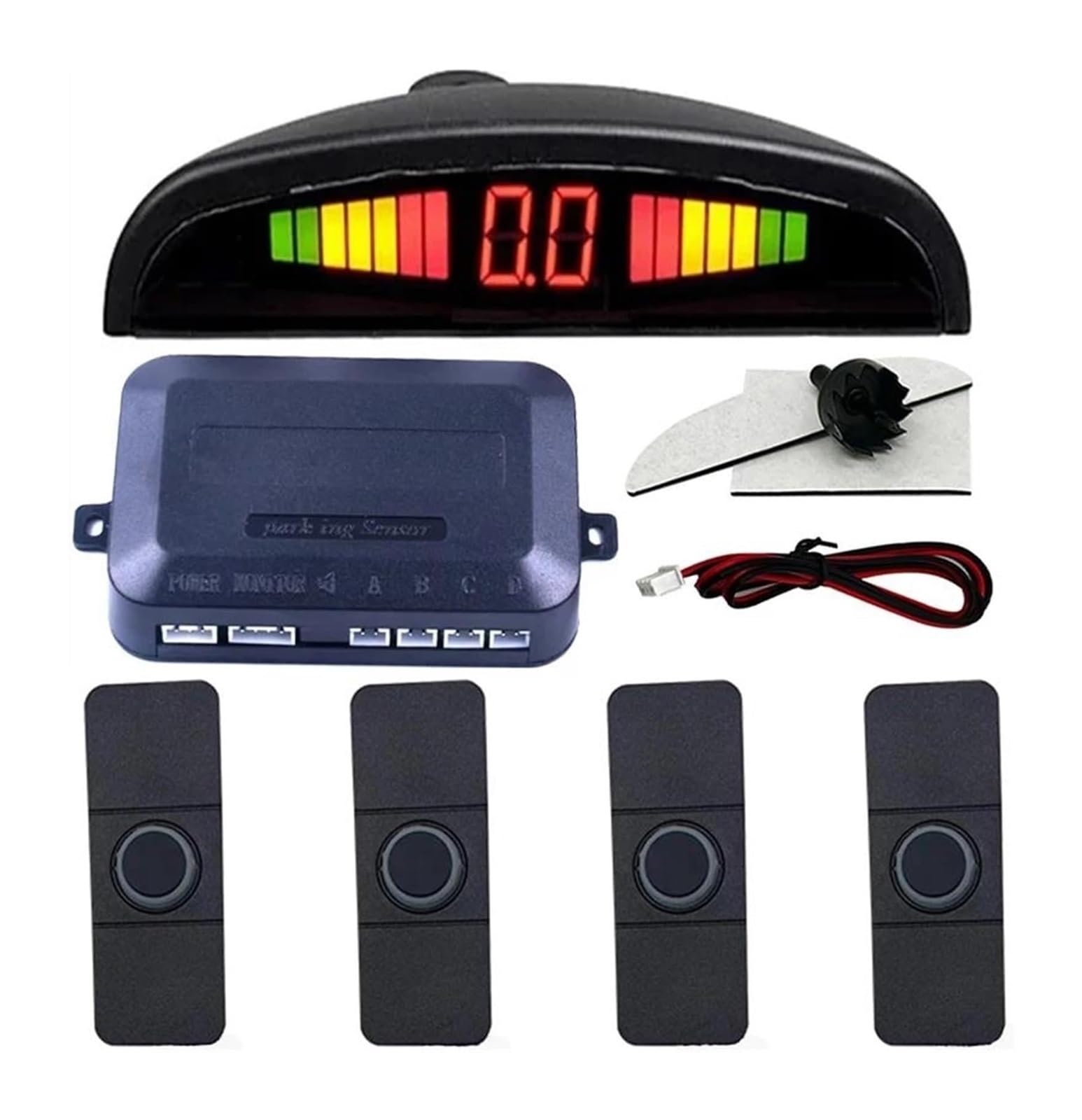 Radar Marcha Atrás Trasero para Coche Sensor Asistencia Parktronic Estándar 13 Mm Inductor Aparcamiento 4 Unidades/Lote Sensor De Aparcami(Negro)