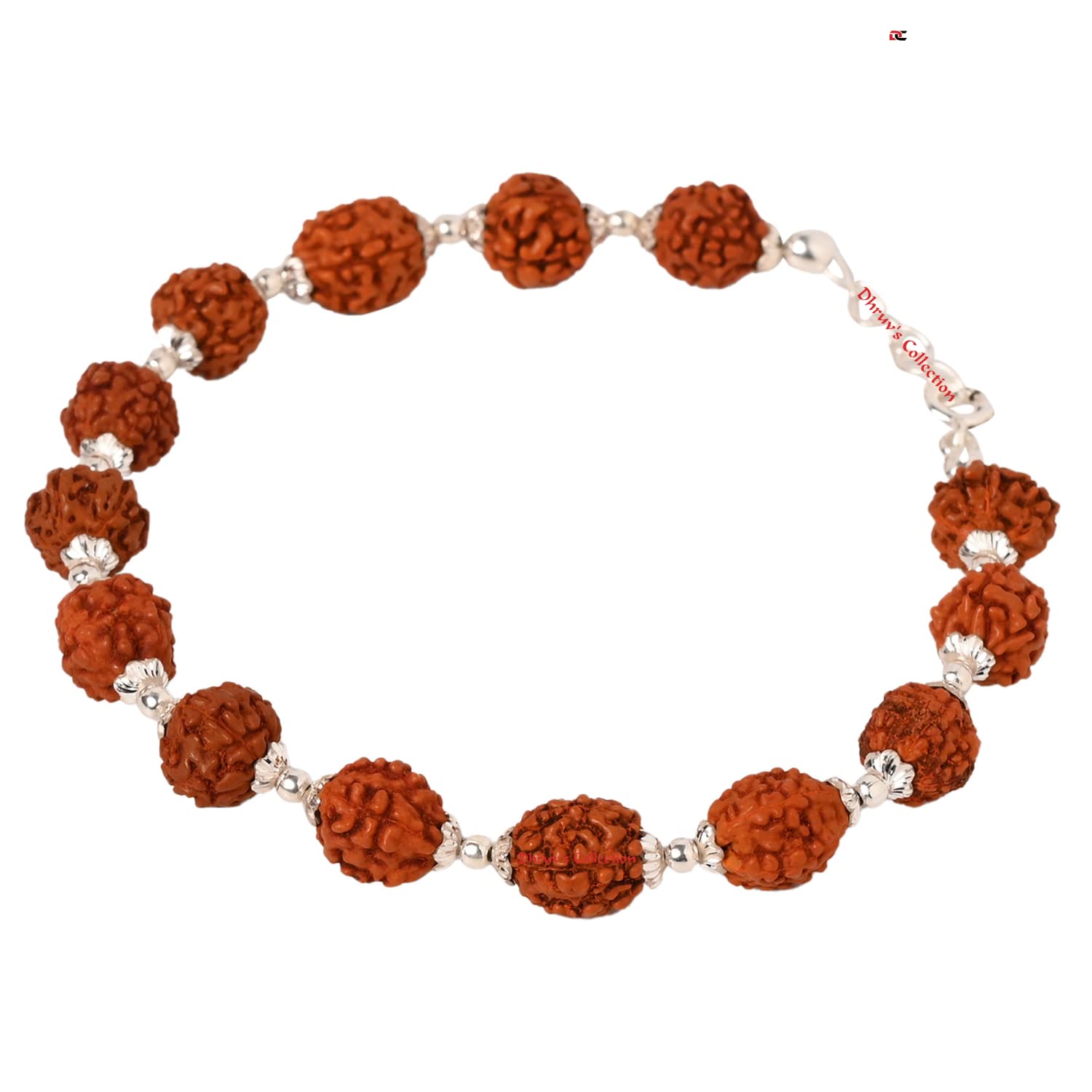DHRUVS COLLECTION 925 Sterling Silver Rudraksha Bracelet with Flower Caps Adjustable for Unisex (B0C6R3W3CD) Amazon Price History, Amazon Price Tracker