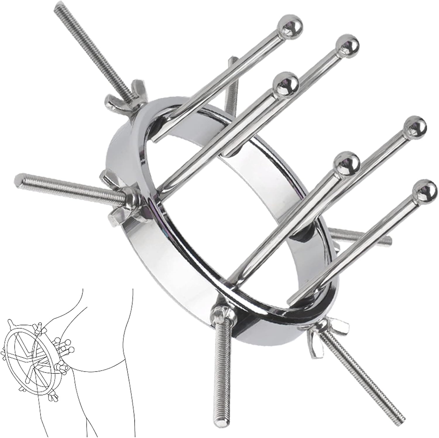 Metal Vaginal Dilator, 6 Screws Stainless Steel Dilator, Adjustable