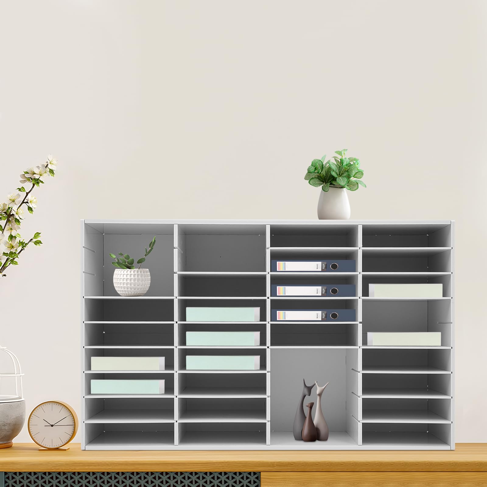 Organizer per letteratura a 36 scomparti, in PVC, portadocumenti e portalettere per formato A4, stabile organizer da scrivania con portata di 80 kg, per ufficio e scuola (100 x 30 x 61 cm)