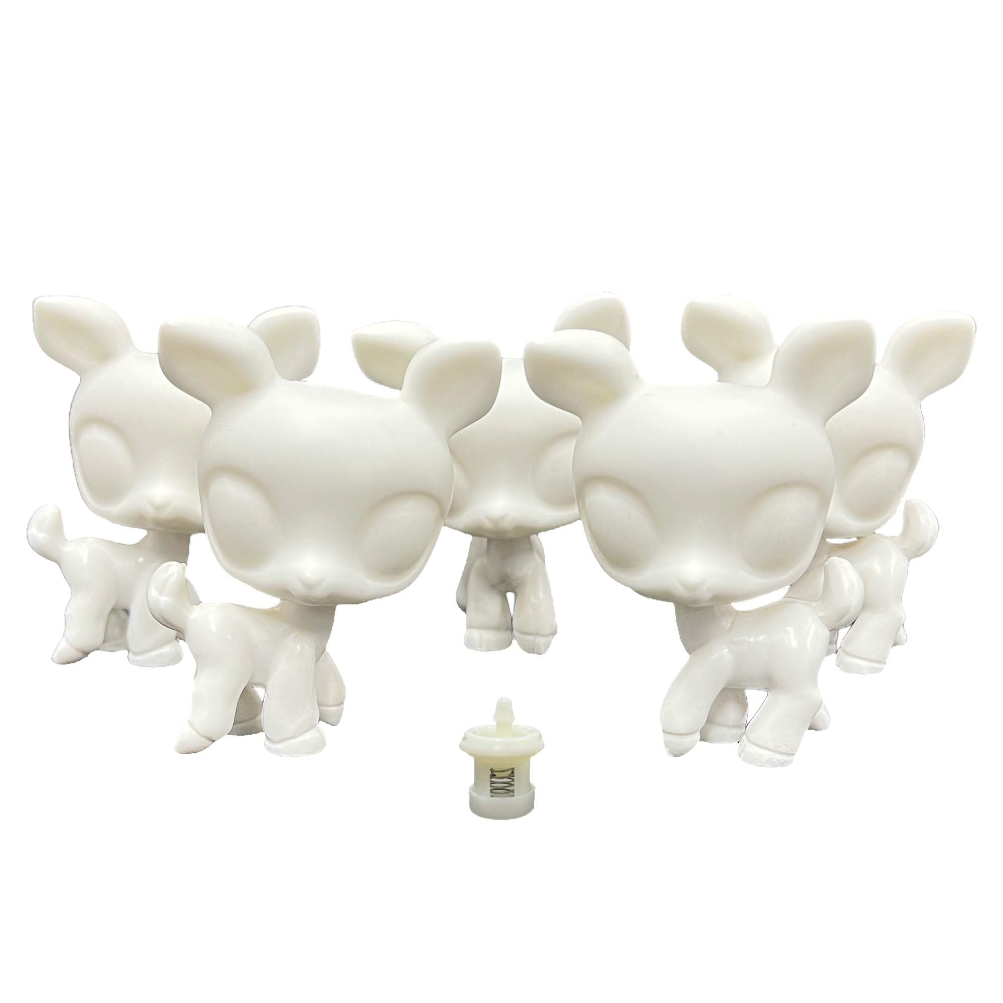 LPSCB 5pcs/Pack Bobble Head White Base for Painting Animal Toy Pet Shop Custom Blank Model DIY OOAK Paint Design (Deer)