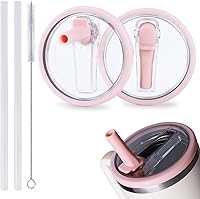 Vista 12 de Paquete de 2 tapas con popote abatible a prueba de derrames de 30 oz para Stanley Quencher H2.0, reemplazo de tapa de vaso a prueba de derrames