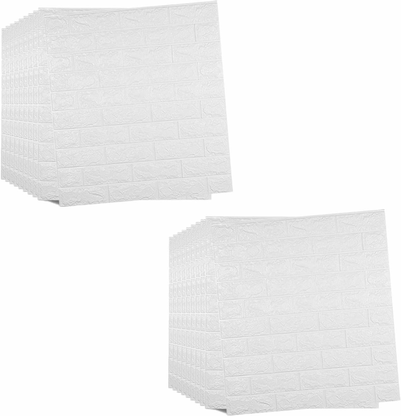 Camiraft 20Pcs White 3D Tile Brick Wall Sticker 38x35cm SelfAdhesive