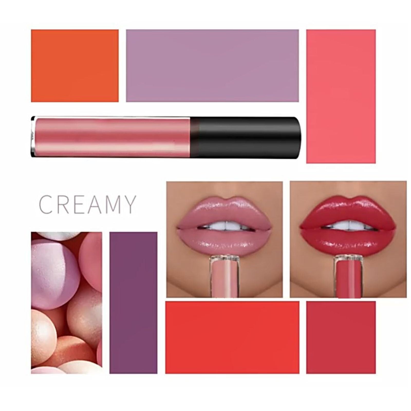 Lápiz labial de crema de 12 colores, lápiz labial de crema de 12 colores, taza sin lápiz labial, impermeable, sin relleno, impermeable e hidratante de larga duración Velvet lápiz labial rojo(12PCS)